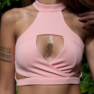 Pink Keyhole Crop Top